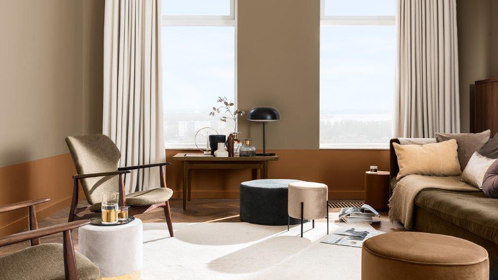 客廳牆身低處以米色和赤陶色分隔 Dulux_CF21_Color_of_the_Year_Trust_colors_global_2