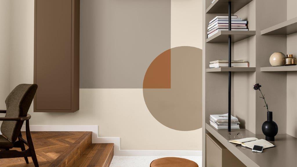 書房牆壁以各種大地色塗刷正方形和圓形 Dulux_CF21_Color_of_the_Year_Trust_colors_global_4