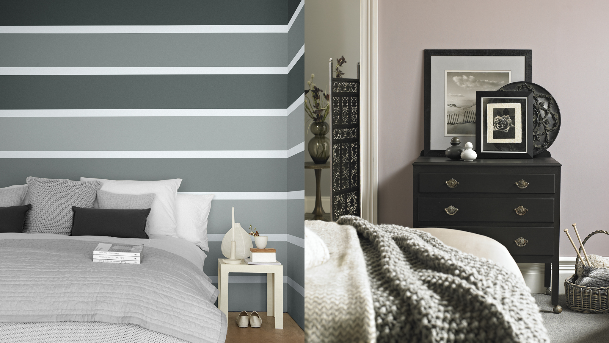 A sophisticated, modern bedroom 淺銀色調給人高雅成熟的感覺,幾乎可以搭配任何顏色。