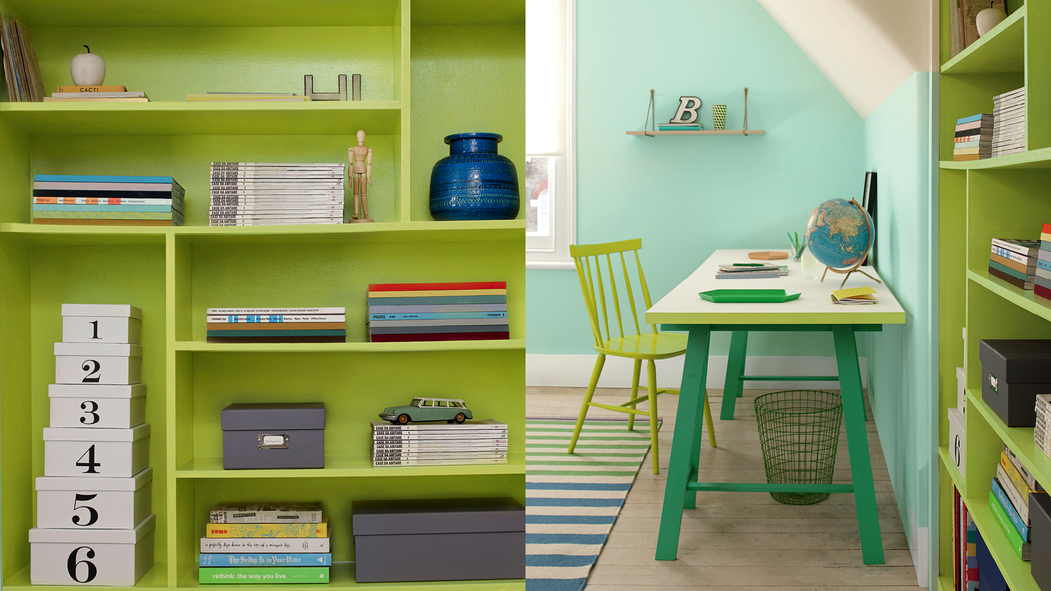 Paint your furniture If you have your heart set on a particular colour but can’t stretch to using it on your walls, you can create an equally striking effect by painting your furniture, shelves and doorframes instead.
