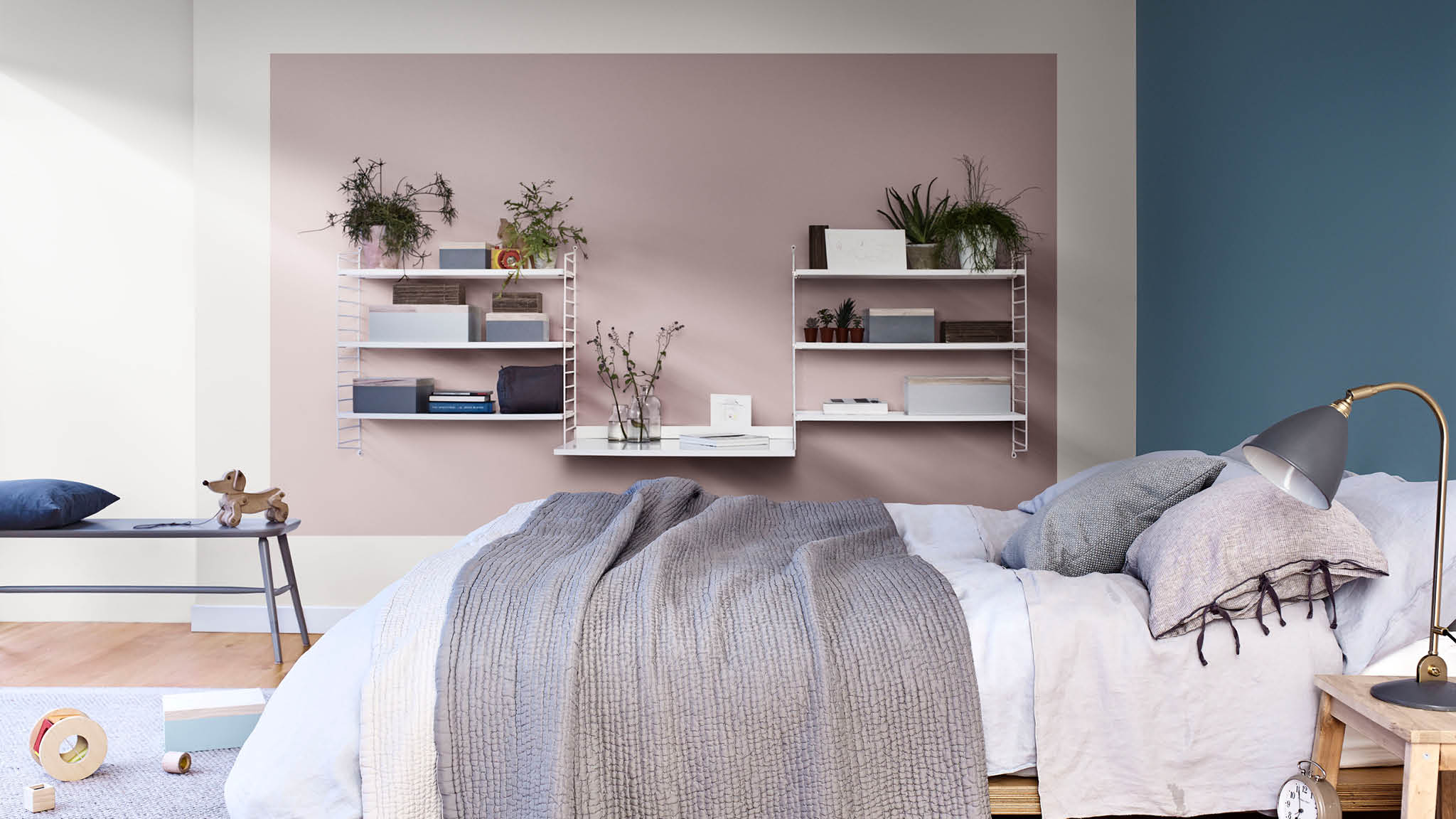 Relaxed blue bedroom Use blue and Heart Wood to create a relaxed bedroom